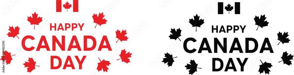 Fototapeta premium Canada day celebration graphic with maple leaves and national flag