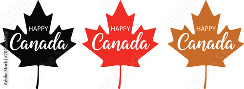 Happy canada day maple leaf logos