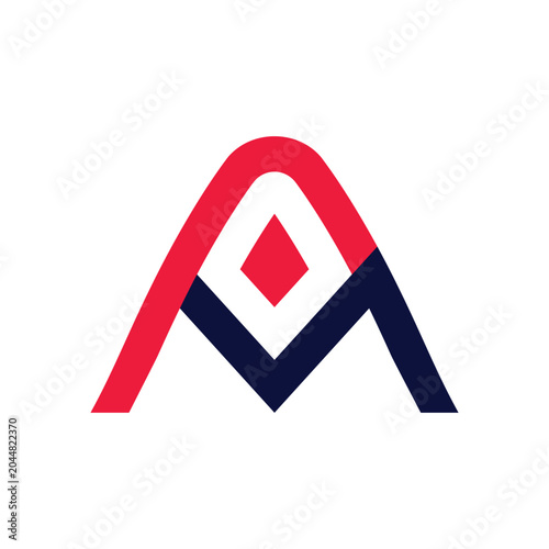 Foto Abstract Red And Navy Geometric A‑M Logo With Central Diamond For Corporate Bran