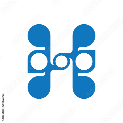 Abstract Blue Symmetrical h Logo Icon Representing Connection, Technology, and Modern Corporate Design