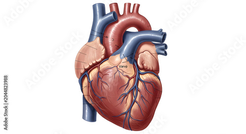 Anatomical Human Heart Illustration with Arteries and Veins