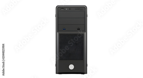 Black Desktop Computer Tower PC Case Front View Product Shot