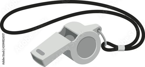Professional Football Referee Whistle  Sports Match Equipment Vector Illustration