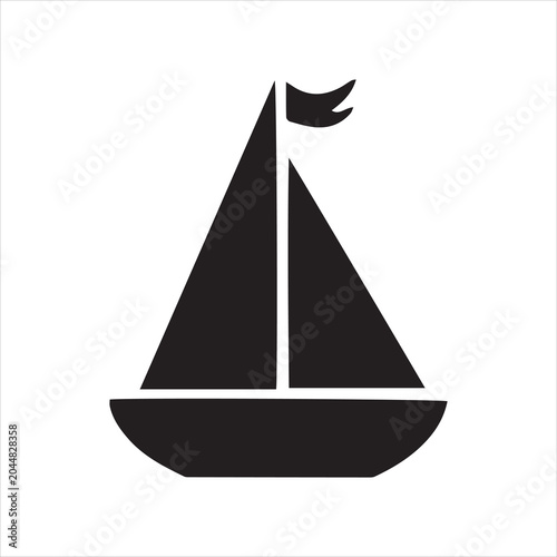 Sailboat Flat Black Icon