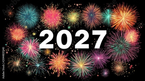 Fireworks celebrate the new year 2027