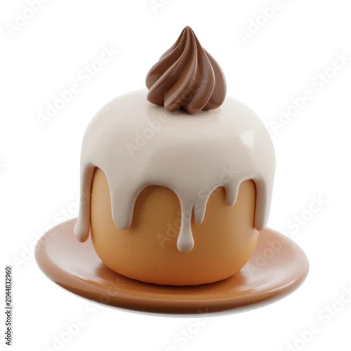 Panel kuchenny z motywem Small Cake with Chocolate Swirl 3d illustration