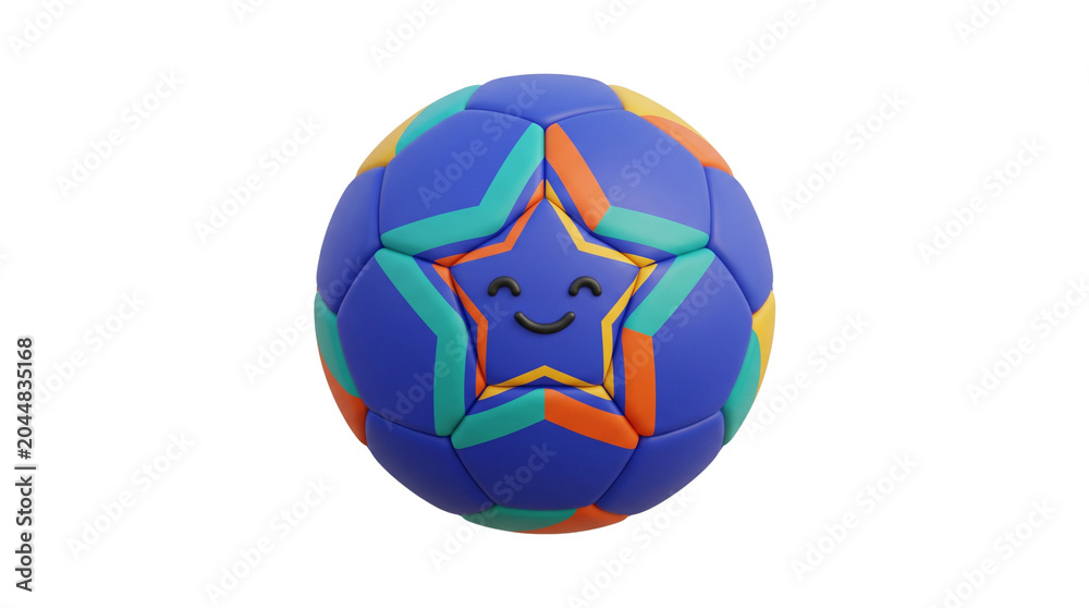 Obraz premium Colorful 3D star soccer ball isolated on transparent background png