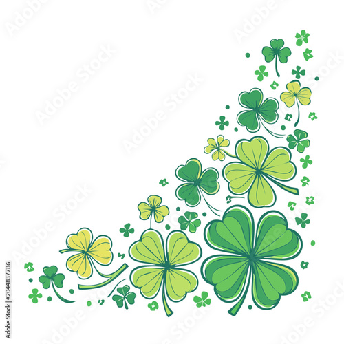 Green clover corner element with hand-drawn style