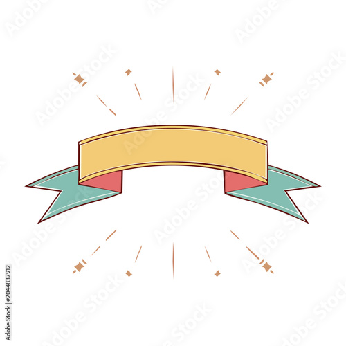 Retro ribbon banner with sunburst effect