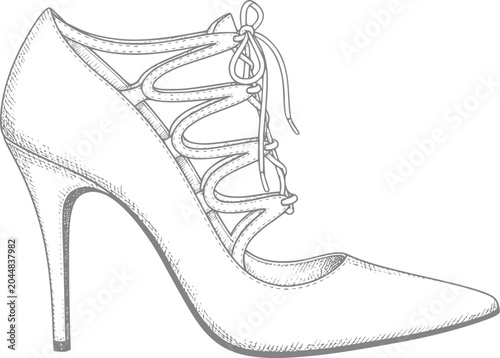 Obraz na plátně Of a high-heeled shoe with intricate lacing detail
