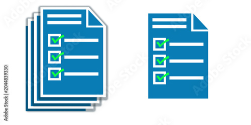 Checklist documents and completed forms icon illustration, document management