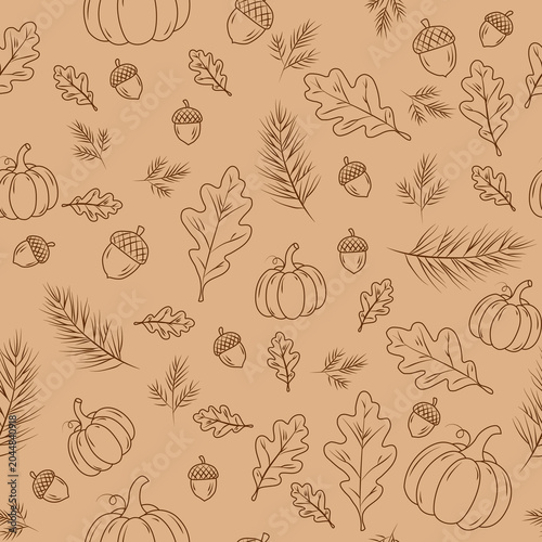 Autumn harvest plants seamless pattern background