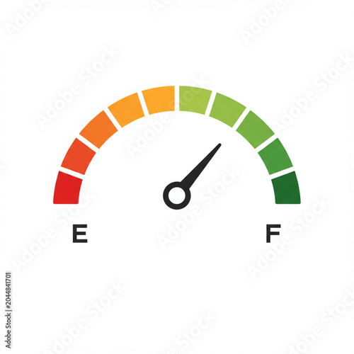 Sleek Fuel Gauge Icon: Minimalist Energy Level Indicator in High Detail, 8K.