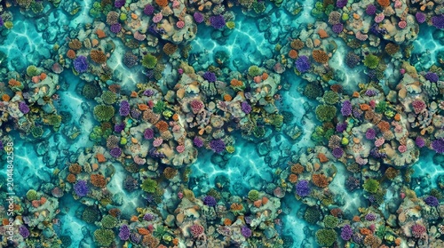 Vibrant underwater coral reef with tropical marine life