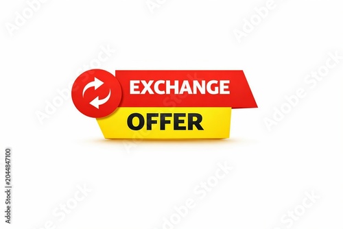 Exchange offer banner with circular arrow icon