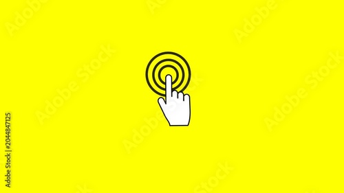 Animation of a hand clicking an icon on a computer screen. Motion graphic of a hand cursor icon. 4K video clip of a flashing mouse cursor.