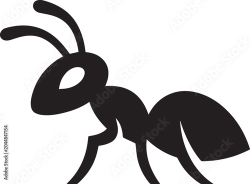 Quadro su tela Side view silhouette of an ant worker isolated graphic with ant colony