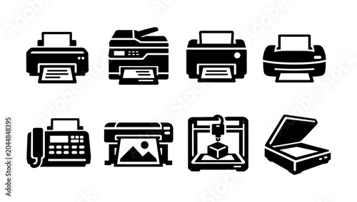 Bild auf Leinwand Collection of modern office and printing technology icons