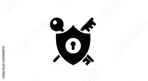 Canvas Print Shield with keys and lock symbol.