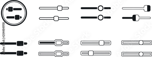 Foto Audio mixer slider and horizontal adjustment control icon set featuring solid bl