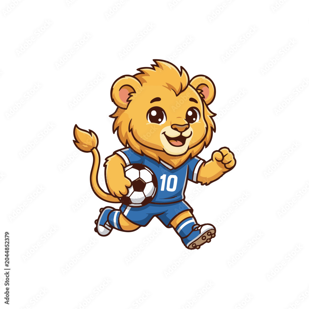 Fototapeta premium Lion Football Player Cartoon Illustration for Sports Design