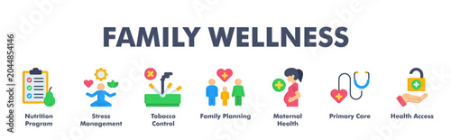 Fotografía FAMILY WELLNESS web banner icon vector illustration concept with icon of Nutriti