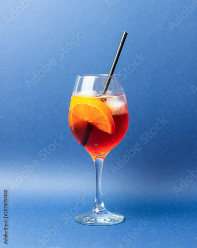 Classic Aperol Spritz cocktail with orange. Alcoholic drinks. Bar.