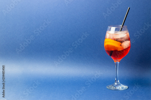 Classic Aperol Spritz cocktail with orange. Alcoholic drinks. Bar.