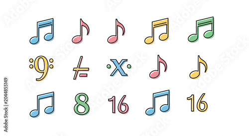Photos Colorful musical notation symbols and notes vector set