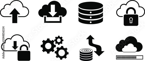 Foto Cloud computing database network icon