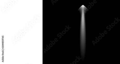Billede på lærred Minimalist light beam on black background, vertical glowing ray of light, ethere