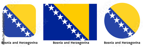 Tableau sur toile Bosnia and Herzegovina flag vector SVG in circle and square curved flag shapes with transparent background