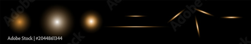 Fotografija Light streaks and glowing orbs on black background vector illustration