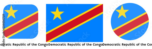 фотографія Democratic Republic of the Congo flag vector SVG in circle and square curved flag shapes with transparent background