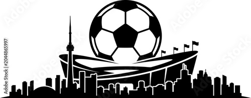 football stadium silhouette with urban. element design for football banner