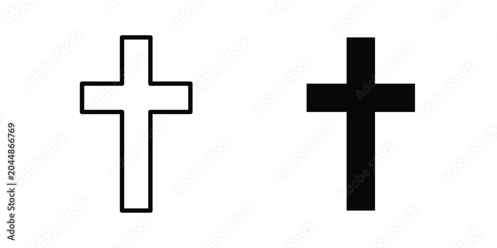 Fototapeta premium Christian cross icon in different style. vector flat and outlined icons