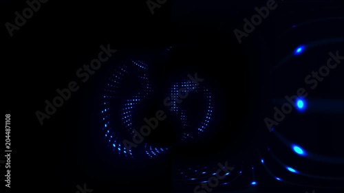 Dynamic halftone waves effect. Digital glitch noise. Halftone animation. Randomly glowing dots. Data and technology bacground. Video effect.
