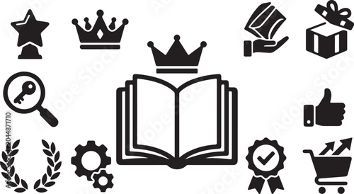 Collection of various achievement and education icons
