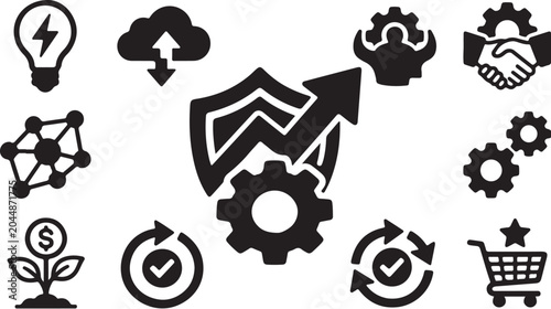 Business Growth and Development Strategy Icons Set