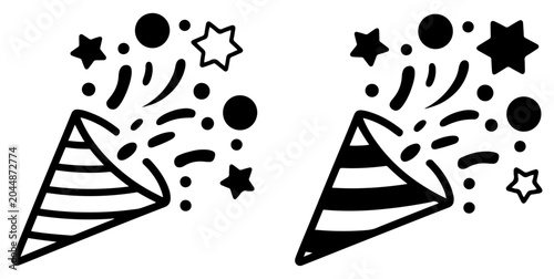 Quadro su tela confetti popper celebration party icon set