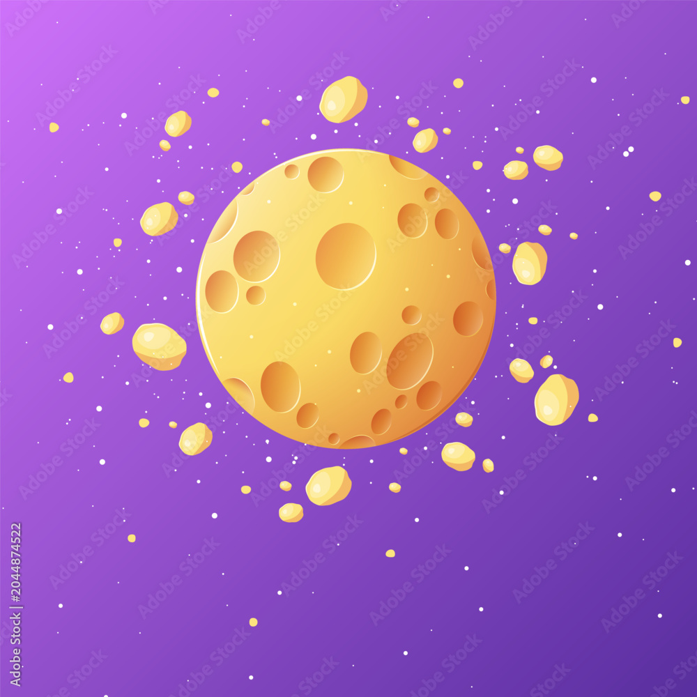 Fototapeta premium Cheese planet, Fantastic planet, Cheese planet in space