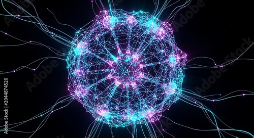 Glowing Neural Network Connections Digital.