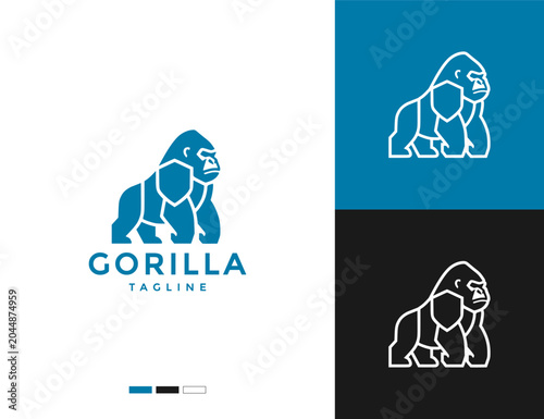 Walking gorilla logo. Simple and minimalist logo