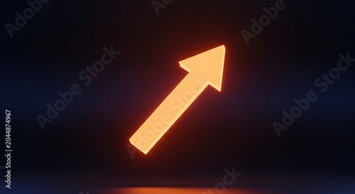 Glowing orange arrow pointing upwards direction.