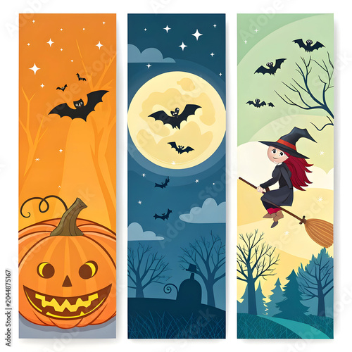 happy Halloween Halloween party three vector banner