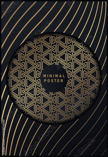 Abstract black and gold color minimal covers pattern designs