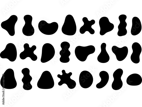 Bild auf Leinwand Set of black organic blob shapes and liquid abstract forms