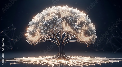 Glowing Tree with Sparkling Lights.
