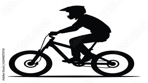 Foto Cyclist silhouette performs a mountain bike maneuver with a clear isolated background for design