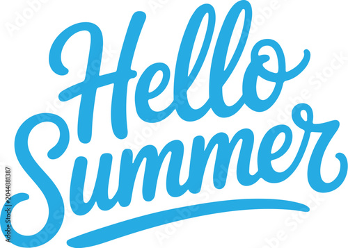 Hello Summer Blue Ocean Vibe Script Lettering Typography.